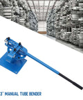 Beefy Workhorse Pipe Bender With 7 Dies One And A Half Inch Benchtop Tube Bending Machine in blue, ideal for steel, copper, aluminum bending