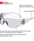 Virtua Lightweight Safety Glasses For Everyday Use Unisex Wraparound Eyewear With ANSI Z87 Protection Clear Lens