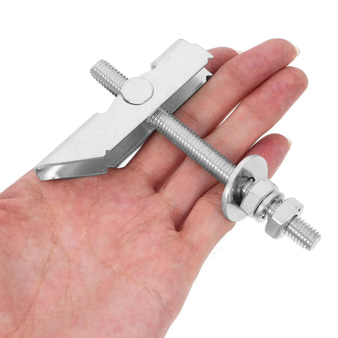 Hand holding Heavy Duty Toggle Bolts And Hollow Wall Anchors Kit For Drywall And Brick Walls, Carbon Steel Build, close-up view