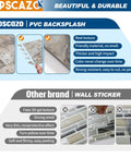 Peel And Stick Stone And Metal Tile Backsplash 12x12 In Perisa For Kitchen Bathroom Laundry Camper And Fireplace With Durable Adhesive And Realistic Texture comparison with other brands highlighting texture and durability differences.