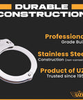 Real Deal Stainless Steel Leg Irons With 16 Inch Twist Chain Double Lock Restraints Police Grade Shackles showing durable stainless steel cuffs.