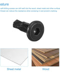 Hex Socket Self Tapping Screws 1/4 x 3/4 Inches, 410 Stainless Steel Flat Head Self Drilling Screws For Wood And Sheet Metal, Black Oxide Finish