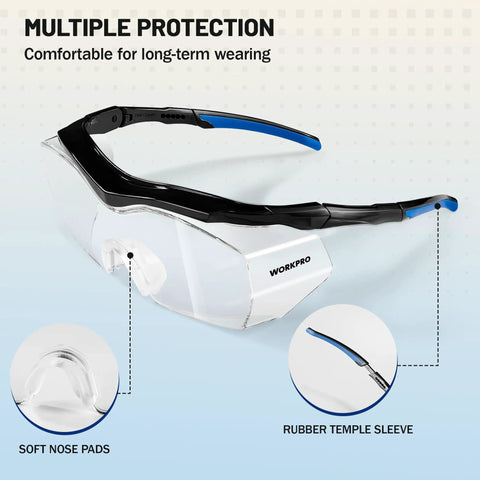Two Pack Safety Glasses With Anti Fog Coating And Adjustable Temples For Outdoor Work ANSI Z87.1 High Impact Lab Goggles
