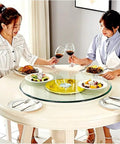 Glass Turntable Serving Tray 70-120 Centimeters Adjustable Diameter For Dining Tables Explosion-Proof 10mm Tempered Glass Rotating Plate.