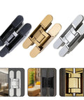 Folding Cross Door Hinge Invisible Stainless Steel Heavy Duty 180 Degree Concealed Three Dimensional Hinge Gold Finish