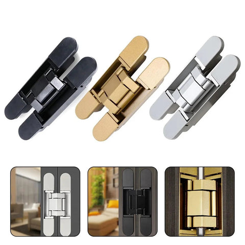 Folding Cross Door Hinge Invisible Stainless Steel Heavy Duty 180 Degree Concealed Three Dimensional Hinge Gold Finish