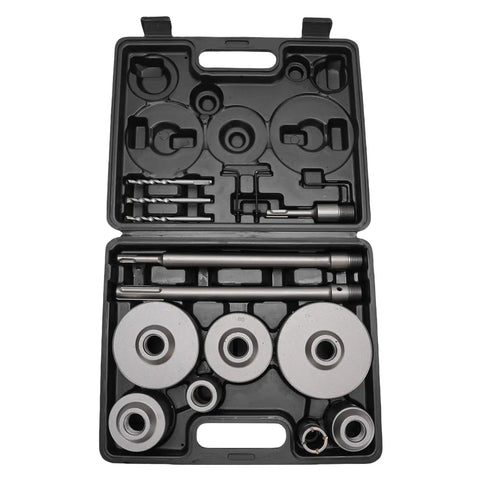 Heavy Duty Hole Saw Set For Concrete Wall Drilling With Efficient Tungsten Steel Bits And Dust Ventilation System Perfect For Installing Pipes Air Conditioners And Electrical Works On Cement Or Red Brick Surfaces, 7-piece kit in case