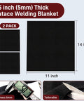 2 Pack 11x14 Inch Welding Blanket, 5mm Thick Fireproof Carbon Felt Heat Shield For Soldering, Fire Pit, Grill And Welding Supplies