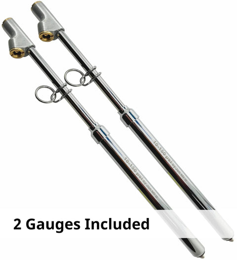 150 Psi Deluxe Semi Truck Tire Pressure Gauge With Long Dual Head Chuck For Easy Reach On Trucks RVs And Dually Trucks Built To Last And Includes Dual Scale 10 To 150 Psi And 69 To 1034 Kpa, 2 gauges