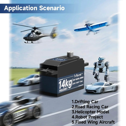 Beefy High Torque RC Digital Servo 16.5 Kg Cm Low Profile Metal Gear with 14kg capacity for Drift Cars, Road Racing, and Helicopters.