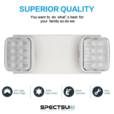 4 Pack Led Emergency Lights For Biz With Battery Backup, Hard Wired, UL 924 Certified, AC 120 To 277 Volt, Two Head Adjustable