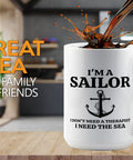 I Don't Need An Alarm I Need My Coffee Sailor Mug 15oz White Ceramic Gift For Boaters Sailors Lake Lovers Sailboat Glass