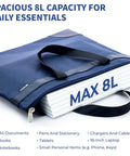 Go Anywhere Heavy Duty Large Zipper Pouch With Handle Fits A4 Paper And 16 Inch Laptop, Waterproof Oxford File Bag, Spacious Organizer For Office Travel And Daily Grind In Blue with large capacity for essentials.