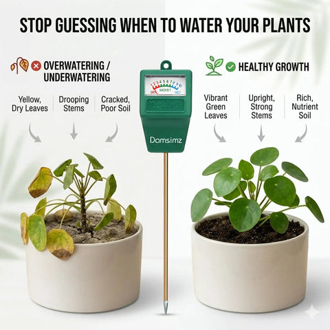 2 Pack Soil Moisture Meter For Plants Easy To Read Plant Water Meter in potted plants, 7.7-inch probe, green plastic