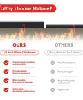 Comparison of Matace fireproof welding blanket showing 5mm thickness and benefits over thinner alternatives.