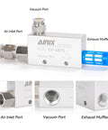 Compact Vacuum Generator For Automation With High Efficiency Pneumatic Ejector, Bonus Silencer Filter And One Quarter Inch G Fittings