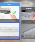 Comparison of deeply recessed connection pins on high-quality LED tubes versus exposed pins on ordinary material.