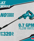 No Cord Power Cleaner 320 PSI 0.7 GPM, Portable Pressure Washer image showing tool design, no power cords, and pressure rate.