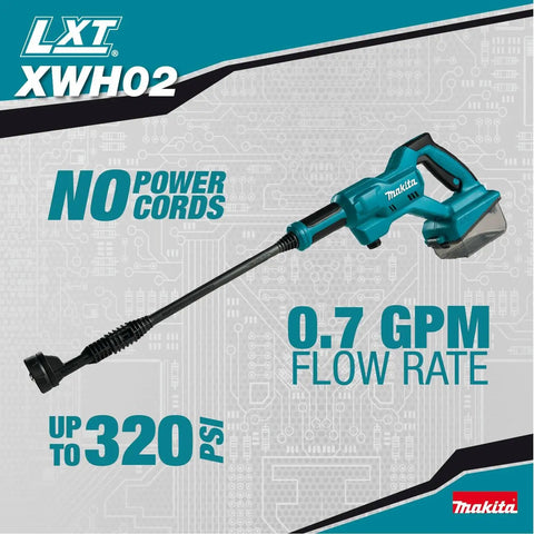 No Cord Power Cleaner 320 PSI 0.7 GPM, Portable Pressure Washer image showing tool design, no power cords, and pressure rate.