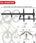 Swivel Bike Storage Rack For Tight Spaces, Adjustable Wall Mounted Garage Bike Rack, demonstrated with two bikes in vertical position.