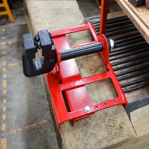 Heavy Duty Chain Saw Rail Positioner Attachment For Portable Mills And Timber Bucking Projects Featuring Built Tough Steel Construction and straight alignment on wood.