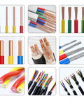 Various copper and aluminum cables showing different colors and sizes for Heavy Duty Drill Powered Copper Wire Stripper Portable Hand Crank Peeler Tool.