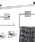 Five Piece Bathroom Hardware Set With 23.6 Inch Towel Bar Towel Rack Modern Stainless Steel Wall Mount Brushed Nickel Finish Includes Towel Ring Coat Hooks