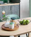 10 Inch Acacia Wood Lazy Susan Turntable Organizer For Cabinet Round Serving Tray Decorative Vintage Centerpiece Candle Holder Tray