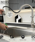 Top Shelf Brushed Nickel Kitchen Faucet With Smooth Pull Down Sprayer And High Arc Single Handle Lever Corrosion Resistant Stainless Steel Body, 18 Inch with 360° nozzle.