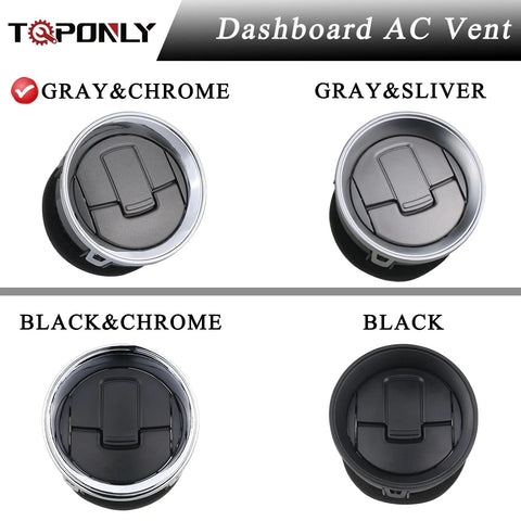 TOPONLY dashboard AC vent louvers set of 4 for Ford F-150 (2009–2014), gray/chrome and black variants front view