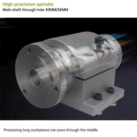 High precision spindle with main shaft through-hole for Beefed Up 3 Jaw Lathe Chuck Spindle Assembly With 750W 110V Brushless Servo Motor Drive.
