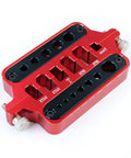 Slick Aluminum Soldering Insulation Station Jig For RC Battery Connectors XT60 XT90 And Banana Plugs, red and black, 110x60x15mm.