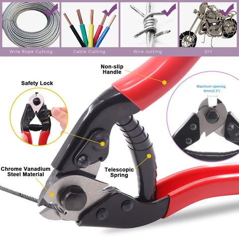 Close-up of cable cutter from All In One Bike Repair Kit With 121Pcs Heavy Duty Cable Cutter Spoke Nipples And Crimps Set.