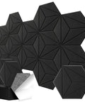 12 Pack Hexagon Acoustic Foam Panels Wall Mounted Self Adhesive Sound Proof Noise Reducing Studio Decor Heavy Duty Black design