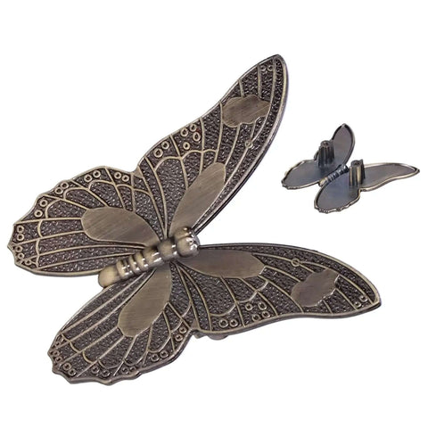 Butterfly-shaped vintage style drawer knob pull handle with intricate metal detailing for cabinets and dressers.