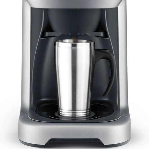 Grind Control Coffee Maker With Built In Grinder, Brushed Stainless Steel, Thermal Carafe, Brew Fresh Third Wave Coffee With Steep And Release Technology, Direct To Carafe, Tall Cup Or Travel Mug with travel mug in tray.