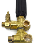 Heavy Duty Pressure Washer Unloader Valve With Adjustable Injector Brass Construction 3650 PSI side view, black handle