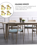 Zero Wiggle Self Locking Folding Hinges For Furniture Legs Tables And Chairs in a kitchen setting, displaying multiple iron brackets.