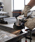 Kickass Pneumatic Air Angle Grinder Boasting 11000Rpm Muscle For Metal Cutting And Surface Polishing Heavy Duty Tool in use on steel.