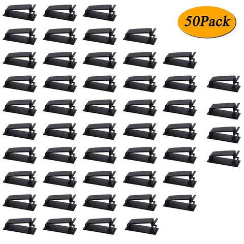 50 Pack Self Adhesive Cable Clips For TV PC And Ethernet Cables Under Desk, Cable Organizers Wire Clips Cord Holder In Black