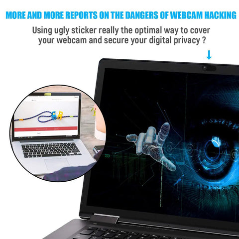 Dead Nuts Secure Webcam Slide Cover For Laptop Macbook And Phone Lock Down Private Feeds With Slick Glide Action Tight Fit Black Three Pack on a laptop.