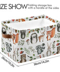Large Foldable Storage Bin Basket With Easy Grab Reinforced Cotton Rope Handle Collapsible Fabric Laundry Hamper Rectangle Bin For Clothes And Toys Cute Woodland Animals Pattern Ideal For Bedroom Closet Laundry Room And Dorm