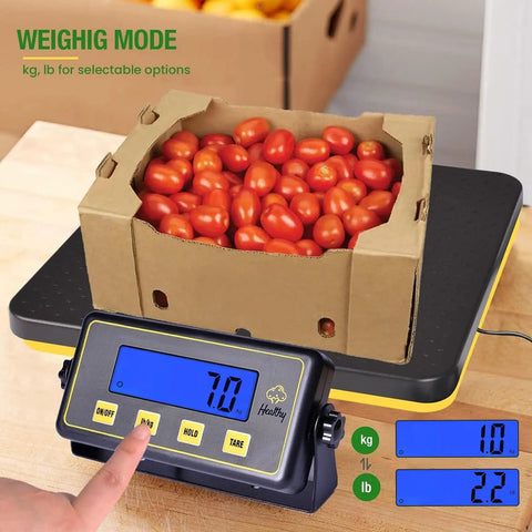 Heavy Duty 400 Pound Digital Receiving Scale With Anti Slip Aluminum Platform For Restaurant And Catering High Accuracy Kitchen Food Scale With Hold Tare Auto Off Dual Unit Kg Lb And Large LCD Display weighing tomatoes