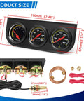 MH 2-inch triple gauge set: oil pressure 0-150 PSI, water temp 100-280°F, voltmeter on black panel with wiring kit