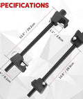 MacPherson Strut Spring Compressor Tool Kit specifications, 11.5 inch range, heat treated carbon steel, locking pins visible