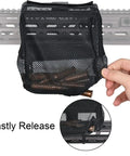 Brass Catcher With Quick Release Picatinny Mount For AR 15 Rifle Range Shooting, showing zippered mesh shell holding brass