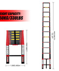 Beefy Heavy Duty Aluminum Telescoping Ladder Twelve And A Half Foot Extension Folding Multipurpose Ladder For Roofing Outdoor Home Use 330 Lb Capacity Portable Space Saver Red