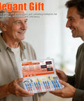 Two men holding a 120-Piece Heat Shrink Solder Seal Wire Connector Kit, showing packaging and connector assortment.