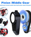 Turbocharged 24V Ride On Upgrade Gearbox Kit With 50000 RPM Motor 12mm Shaft Steel Gears For Power Wheels And Other Kids Ride On Cars 18V To 24V Performance Boost, showing side view with steel gears and connections.
