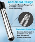 2000W Immersion Water Heater Portable Electric Submersible Bucket Heater With 304 Stainless Steel Guard And LCD Thermometer
